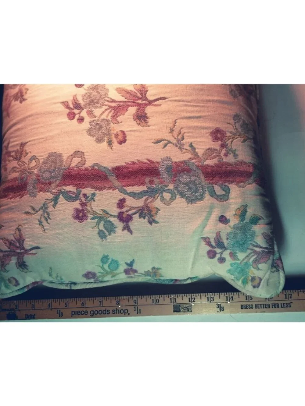 Vintage Floral Brocade Pattern Throw Pillow 1940s 16x16 Grannycore Cottage